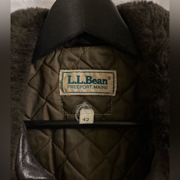 Vintage L.L. Bean Quilted Leather Aviator Bomber Jacket (Size 42/ Large) - Picture 3 of 3